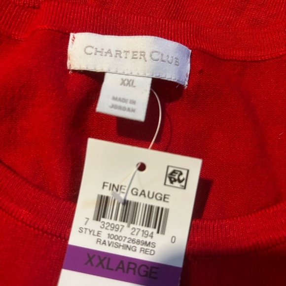 CHARTER CLUB NWT WOMENS RED TABK TOP SHIRT SWEATER SUMMER FALL SHELL SIXE XXL - Picture 2 of 4